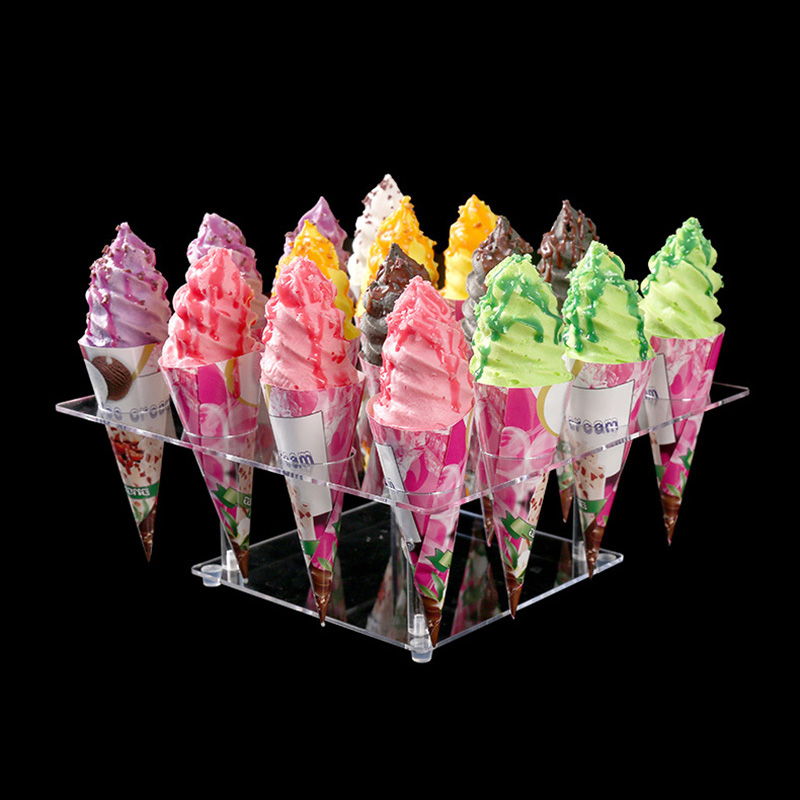 多孔透明亞克力冰淇淋展示架定制